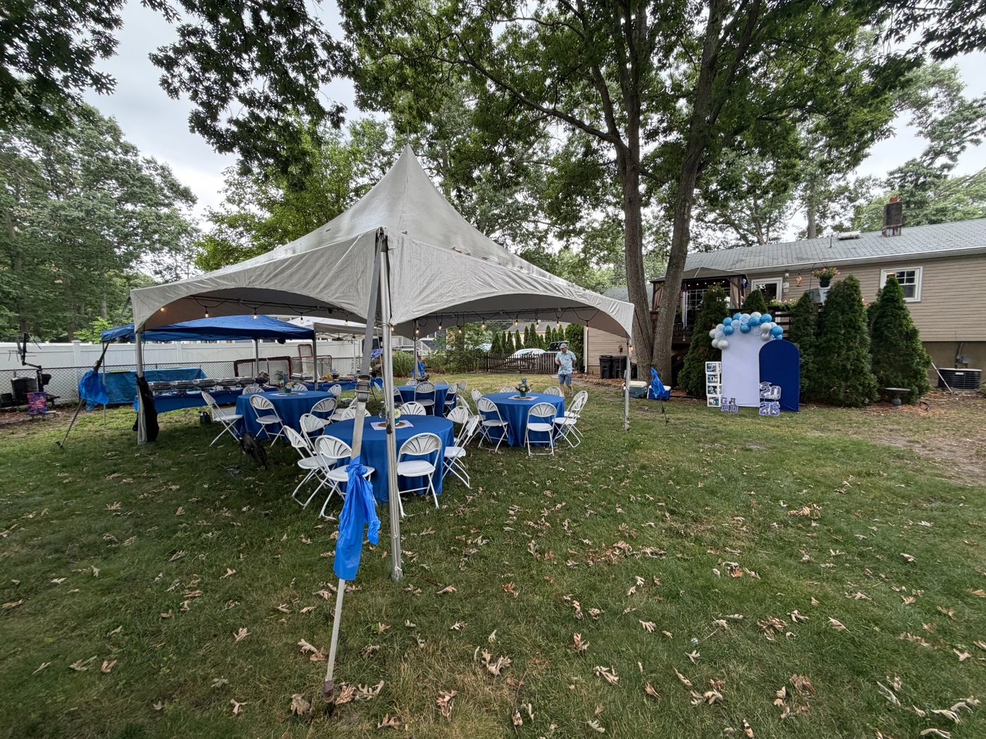 Full graduation party tent and seating layout